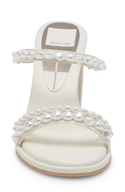 Shop Dolce Vita Barrit Imitation Pearl Slide Sandal In Vanilla Pearls