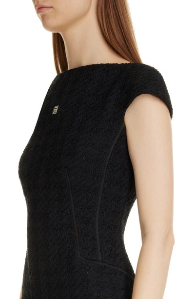 Shop Givenchy 4g Logo Cap Sleeve Tweed Minidress In Black