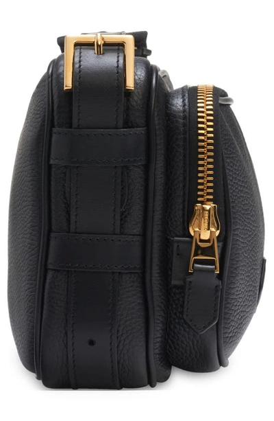 Shop Tom Ford Large Grained Leather Messenger Bag In Black