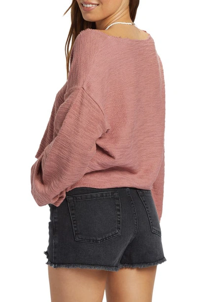 Shop Roxy Made For You Bell Sleeve Cotton Blend Terry Sweater In Ash Rose