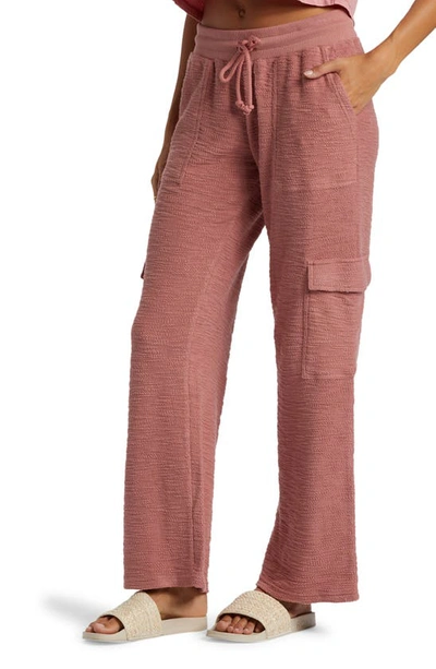 Shop Roxy Off The Hook Cotton Blend Terry Cargo Pants In Ash Rose