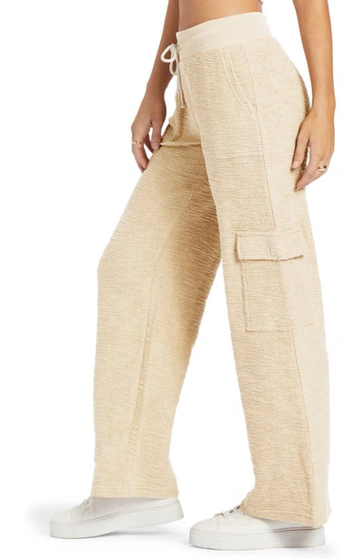 Shop Roxy Off The Hook Cotton Blend Terry Cargo Pants In Tapioca