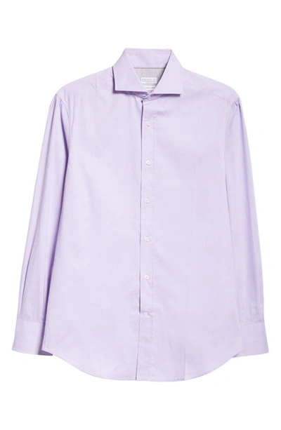 Shop Brunello Cucinelli Basic Fit Poplin Button-up Shirt In C214 Glicine