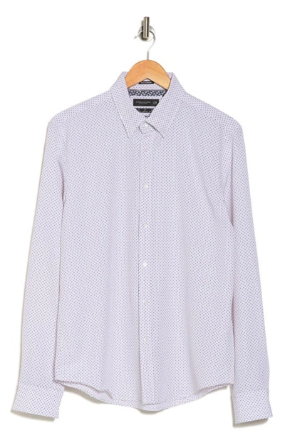 Shop Denim And Flower Polka Dot Print Stretch Button-up Sport Shirt In White