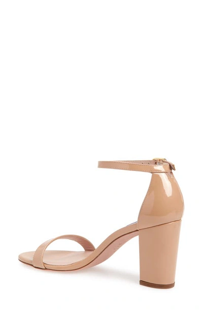 Shop Stuart Weitzman Nearlynude Ankle Strap Sandal In Adobe Patent