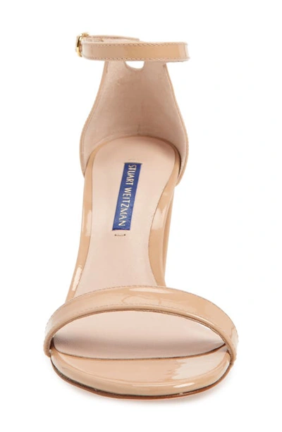 Shop Stuart Weitzman Nearlynude Ankle Strap Sandal In Adobe Patent