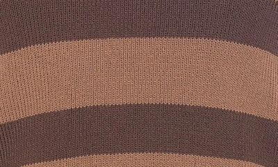 Shop Alexia Admor Pat Stripe Short Sleeve Sweater Top In Brown