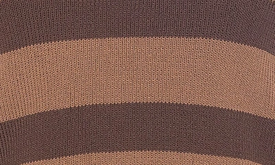 Alexia Admor Pat Stripe Short Sleeve Sweater Top In Brown