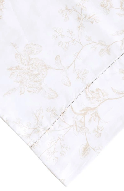 Shop Melange Home Bouquet Cotton Pillowcase Set In White/ Mocha