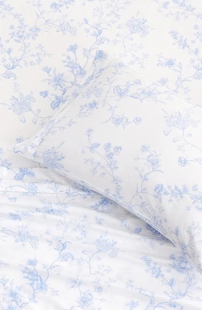 Shop Melange Home Bouquet Cotton Pillowcase Set In White/ Light Blue