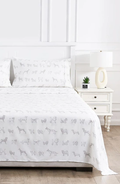 Melange Dog 400 Thread Count Cotton Sheet Set In Grey