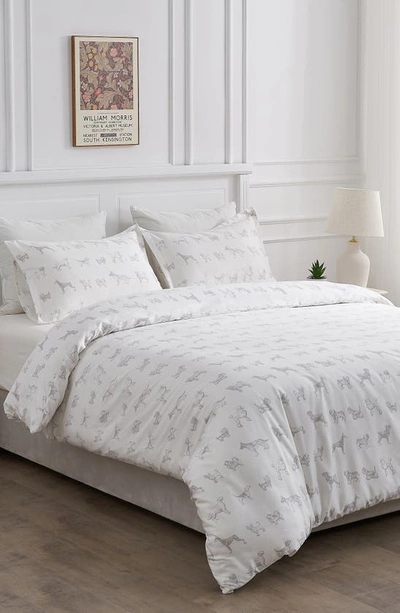Melange Dog 400 Thread Count Cotton Duvet Set In Grey