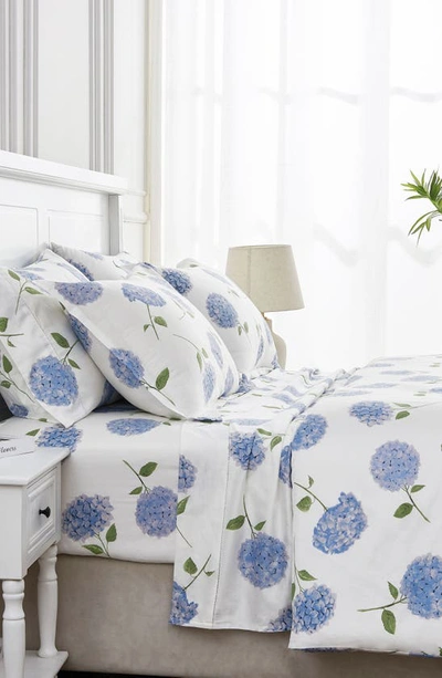 Shop Melange Home Hydrangea 400 Thread Count Cotton Duvet Set In Blue