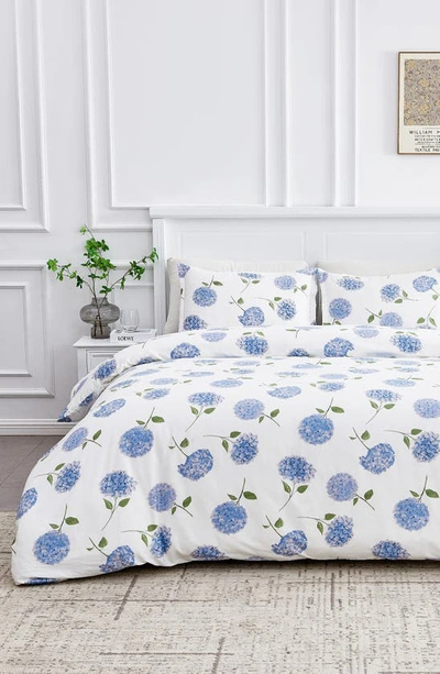 Shop Melange Home Hydrangea 400 Thread Count Cotton Duvet Set In Blue