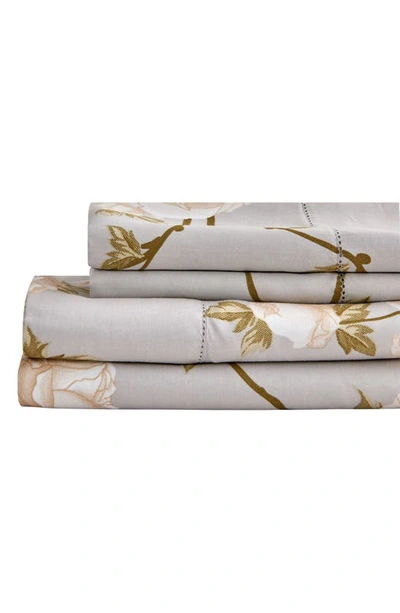 Shop Melange Home Rose 400 Thread Count Cotton Sheet Set In Ivory