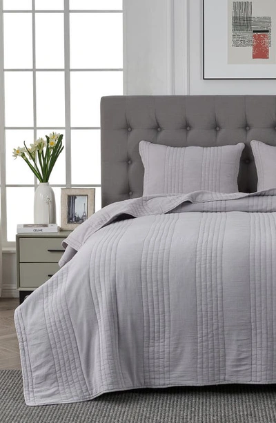 Shop Melange Home Stone Washed Quilt & Sham Set In Light Grey