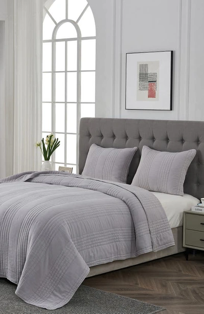 Shop Melange Home Stone Washed Quilt & Sham Set In Light Grey