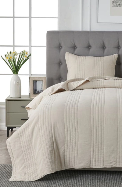 Melange Home Stone Washed Quilt & Sham Set In Light Khaki