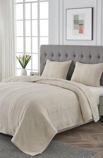 Melange Home Stone Washed Quilt & Sham Set In Light Khaki