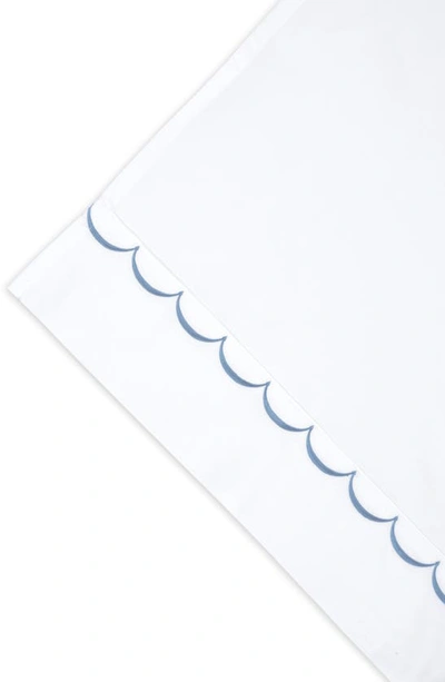 Shop Melange Home Scalloped Edge Embroidered 600 Thread Count Pillowcases In White/ Blue