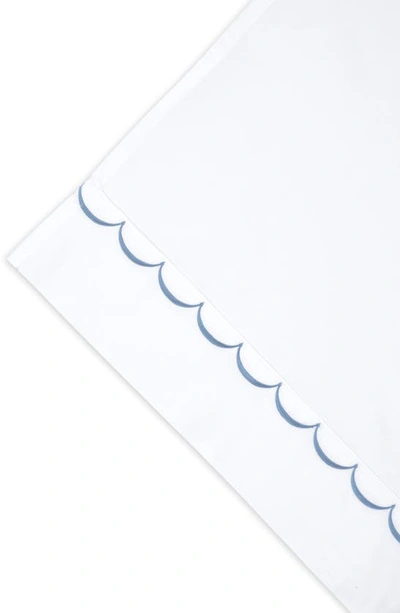 Melange Scalloped Edge Embroidered 600 Thread Count Pillowcases In White/ Blue