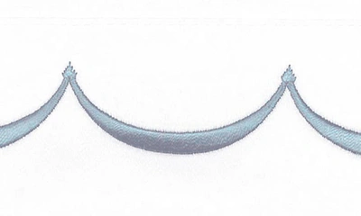 Melange Scalloped Edge Embroidered 600 Thread Count Pillowcases In White/ Blue