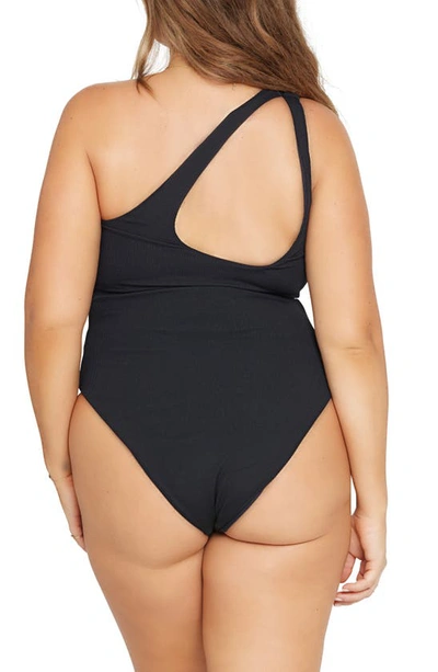 Shop L*space Phoebe Classic One-shoulder Rib One-piece Swimsuit In Black