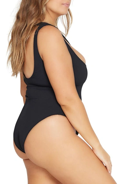 Shop L*space Phoebe Classic One-shoulder Rib One-piece Swimsuit In Black