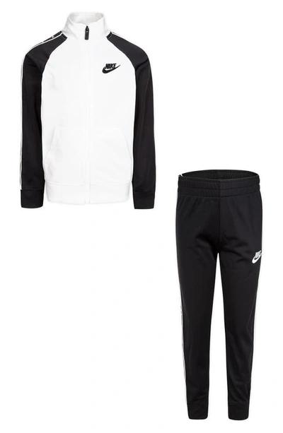 Nike Kids' Swoosh Tricot Track Jacket & Joggers Set In Black/ White