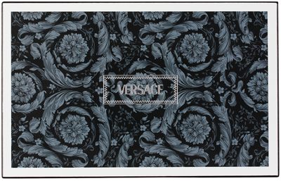 Shop Versace Black Barocco Domino Set In 2ef10-silver