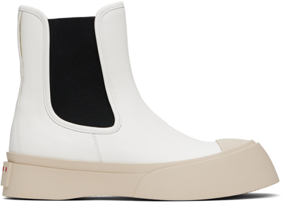 Marni Pablo Ankle Boots In Luxurious Nappa Leather In 00w01 Lily White