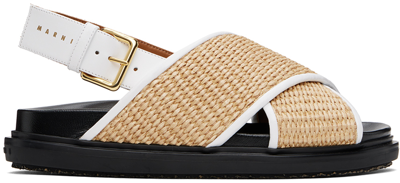 Marni Raffia And Leather Criss-cross Fussbett Sandal In Zo306 Natural/white