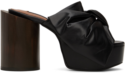 Pushbutton Black Ribbon Platform Heels In Black
