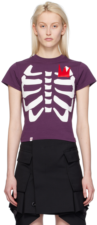 Shop Charles Jeffrey Loverboy Purple Graphic T-shirt In Purple Skeleton