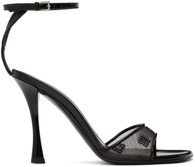 Shop Givenchy Black Stitch 4g Mesh Heeled Sandals In 001-black