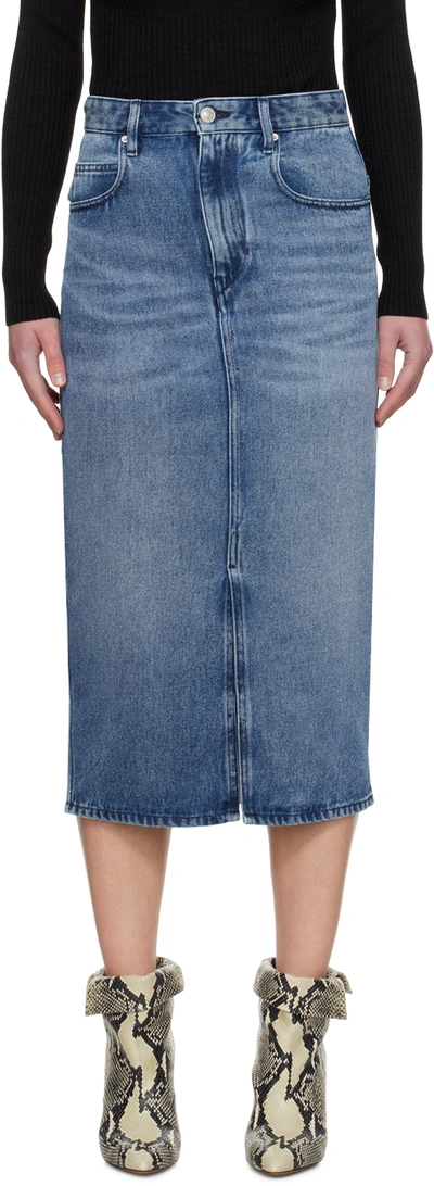 Shop Isabel Marant Blue Tilauria Denim Midi Skirt In 30lu Light Blue