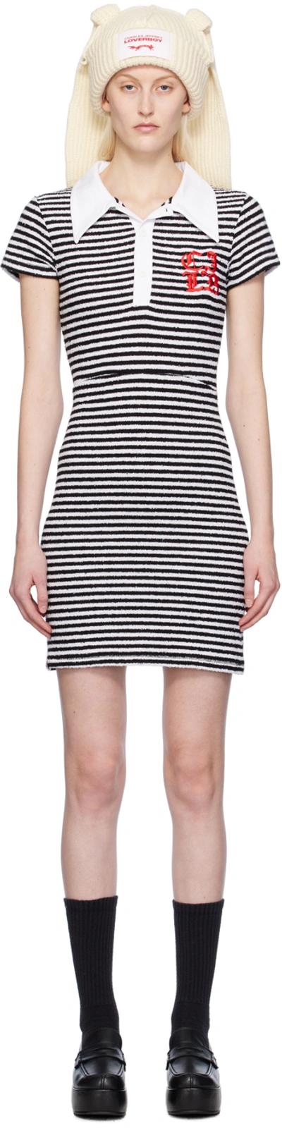 Charles Jeffrey Loverboy Wednesday Stripe-print Minidress In Black + White Stripe