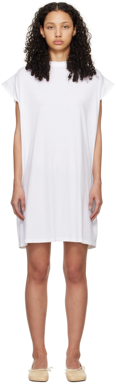 Shop Mm6 Maison Margiela White & Black Layered Midi Dress In 100 White
