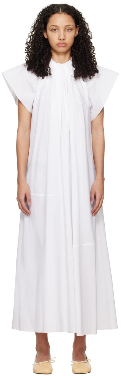 Shop Mm6 Maison Margiela White Gathered Maxi Dress In 100 White