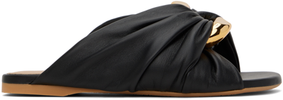 Shop Jw Anderson Black Corner Leather Sandals In 19270-001-black