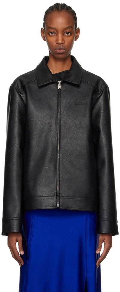 Shop Coperni Black Zip Faux-leather Jacket