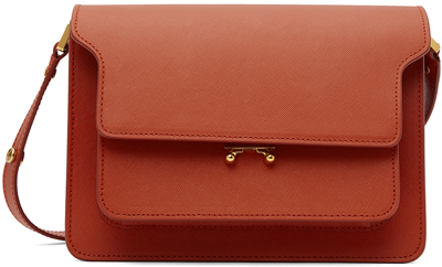 Shop Marni Red Saffiano Leather Medium Trunk Bag In Z683r Brick