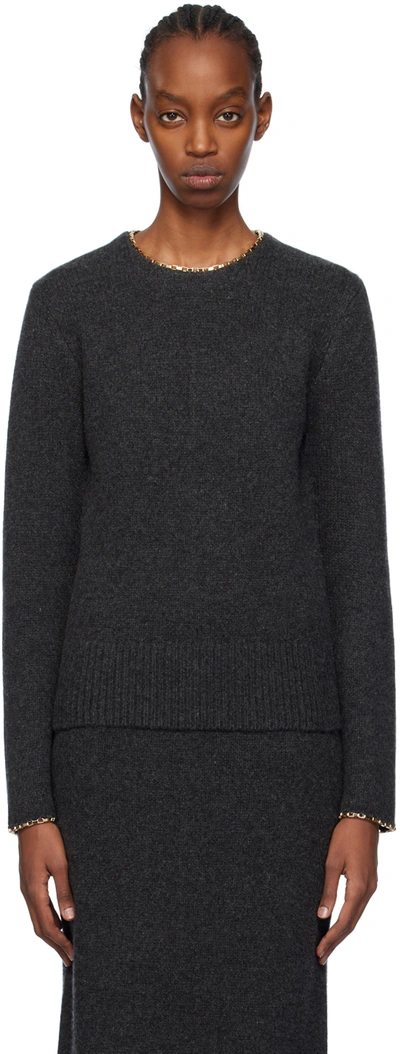 Shop Totême Gray Chain-edge Sweater In 019 Charcoal Melange