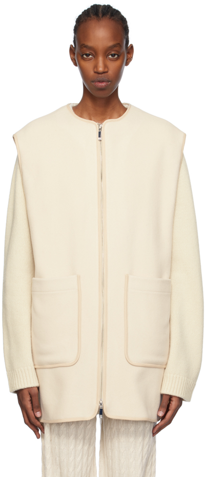 Shop Totême Off-white Zip Vest In 007 Snow