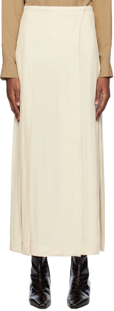 Shop Totême Off-white Pleated Maxi Skirt In 007 Snow