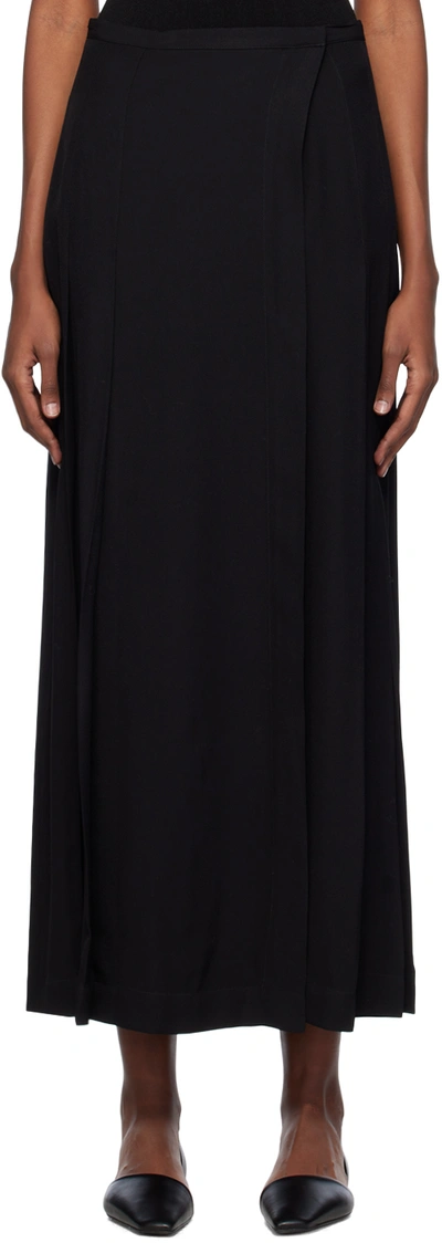 Shop Totême Black Pleated Maxi Skirt In 001 Black