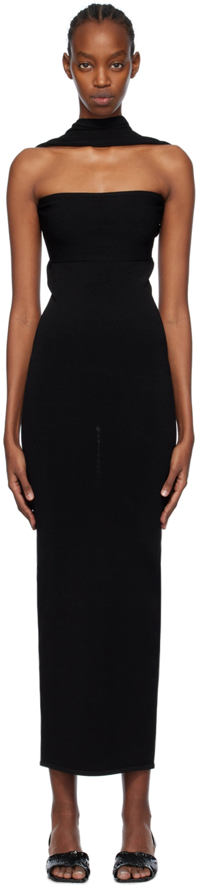 Shop Totême Black Slip-through Midi Dress In 001 Black