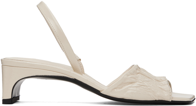 Shop Totême Off-white 'the Gathered Scoop' Heeled Sandals In 007 Snow
