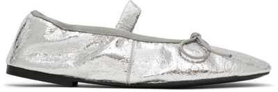 Shop Proenza Schouler Silver Glove Mary Jane Crinkled Metallic Ballerina Flats In 40 Silver