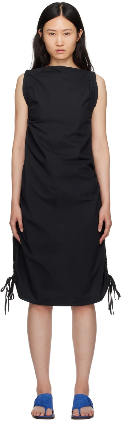 Shop Baserange Black Pictorial Midi Dress